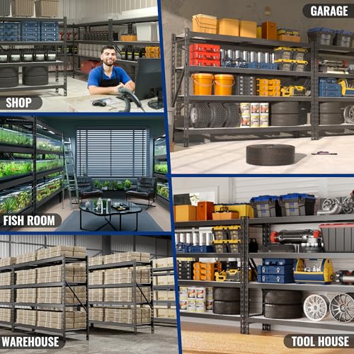 77" Garage Shelving Unit (Black / 77"W x 24"D x 72"H)