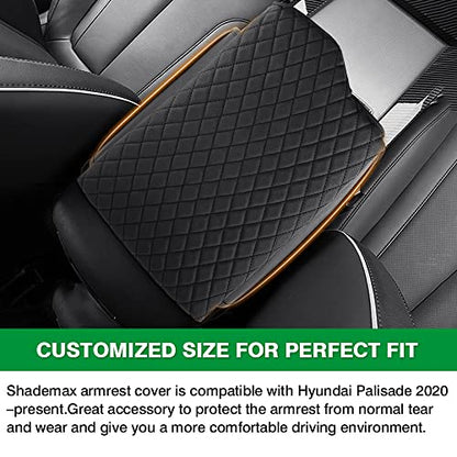 Custom Fit for Center Console Cover Hyundai Palisade 2020 2021 2022 2023 2024 2025 2026 Armrest Cover Center Console Pad PU Leather Armrest Seat Box Cover Protector with Pockets Storage Bag (For Hyundai Palisade 2020-2026)