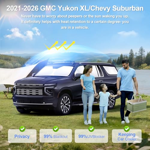 8pcs Car Window Shades for GMC Yukon XL&Chevy Suburban 2021 (for GMC Yukon XL/Chevy Suburban2021-2025 2026)