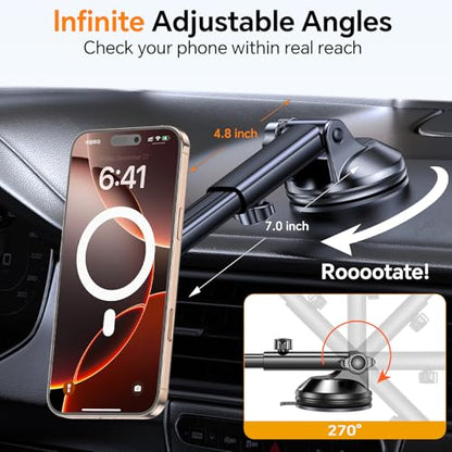 for MagSafe Car Mount【Windshield+Vent+Dash】Magnetic Phone Holder for Car Phone Holder Mount Cell Phone Holders for Your Car Accessories Suction Phone Mount for Car Truck Stand for iPhone 17 16 (Multi-color)