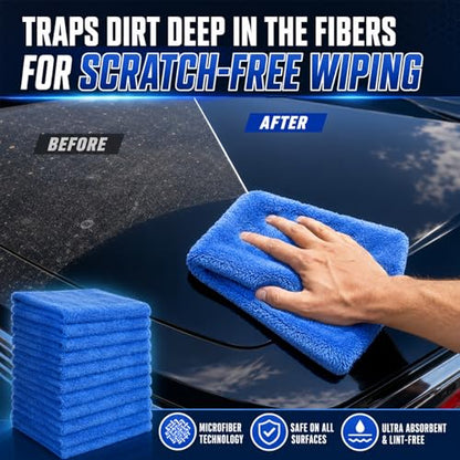 30 Pcs 16 x 16 Inch Microfiber Car Towels (Dark Blue / 16 x 16 Inch)