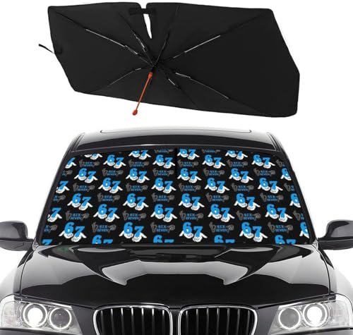 Funny Six Seven Car Windshield Sunshade Umbrella Foldable (57X31 Inch / styled45f-3)