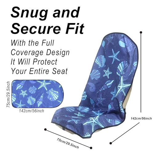 Car Seat Cover Protector Front Seats (1Pcs Front Seat Towel / Conch Shells Starfish)
