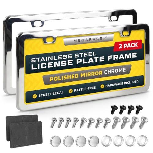 Polished Mirror Chrome Silver License Plate Frames (Mirror Chrome / 2 Piece)