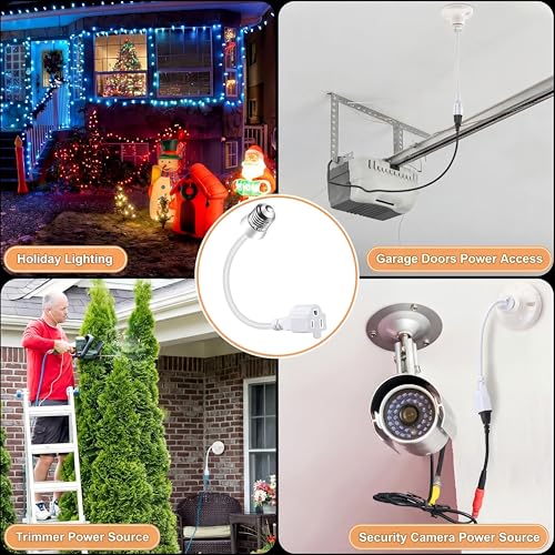 2 Pcs 3 Outlet Light Socket Adapter (White)