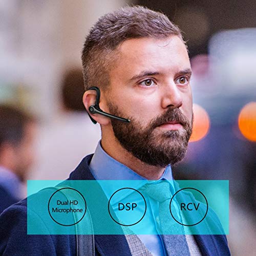 Bluetooth Earpiece Headphone Dual Noise Cancelling Mic Painless Open (Single Ear Headphone F910 Black)