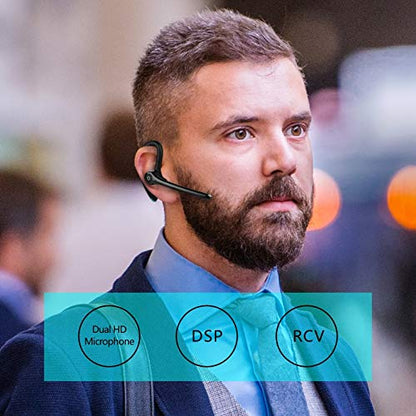 Bluetooth Earpiece Headphone Dual Noise Cancelling Mic Painless Open (Single Ear Headphone F910 Black)