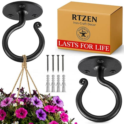 Plant Hangers Outdoor or Indoor Heavy Duty Wall Bracket Hooks (3.1 Inch / Ceiling Hooks)