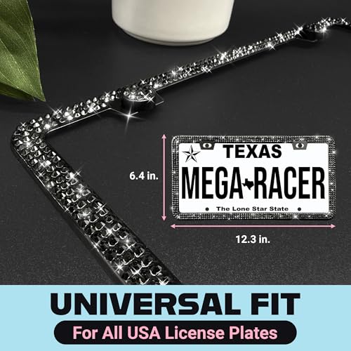 Elegant Black Bling License Plate Frame for Women (Black / 1 Piece)