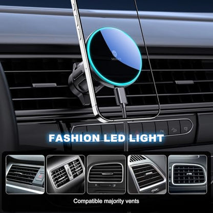 for Mag Safe Car Mount Charger Dash Windshield Vent Magnetic Phone Holder (Green light)