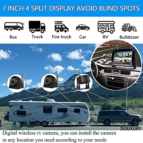 Wireless Backup Camera for RV Truck Trailer Camper Bus 5th Wheel 3 Rear (3CAM)
