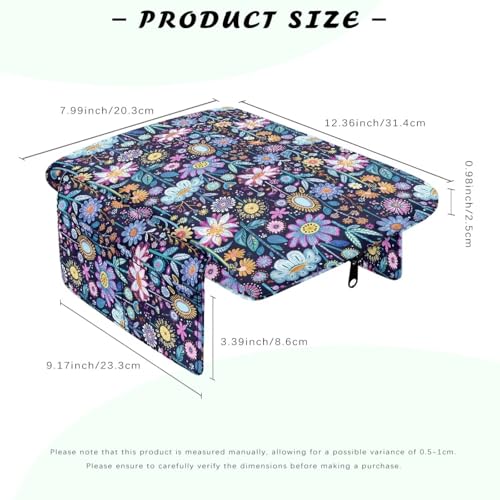 Hippie Flower Lotus Car Center Console Cushion Cover Universal Armrest Box Mat Scratch Resistant Wear (Hippie Flower Lotus Blue Violet)