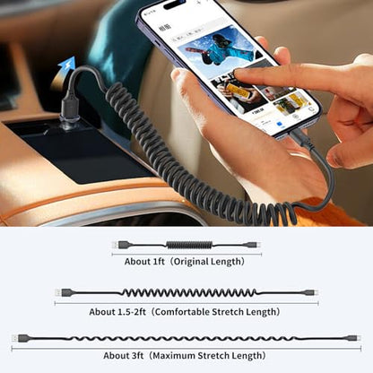 Coiled USB to USB C Cable (USB A to USB C)