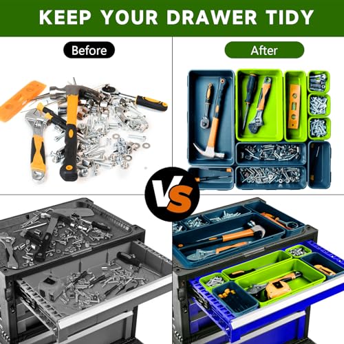 Tool Box Organizer Tray (Blue & Green: 60 PCS)