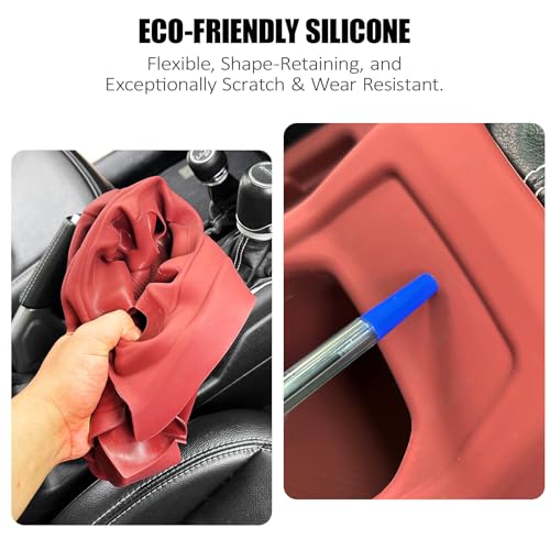 Silicone Center Console Gear Shift Panel Trim Cover for Jeep Wrangler JL (Red)