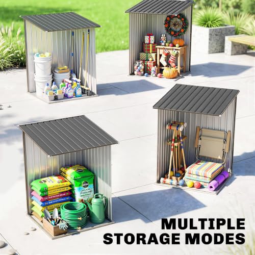 3.3' x 3.4' Outdoor Storage Shed Sloping Roof Lockable Door Gray (Dark Gray / 3.3' x 3.4')