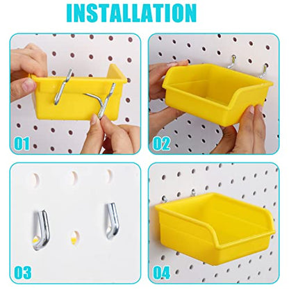 20 Pcs Pegboard Bins and Cups Accessories with Hooks (Mixed Color)