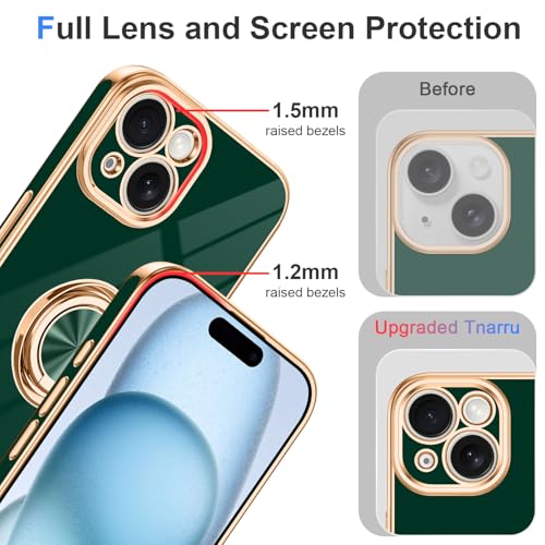Designed for iPhone 15 Case with Ring Stand Slim Green (Green / 6.1'' iPhone 15)