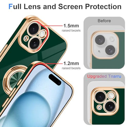 Designed for iPhone 15 Case with Ring Stand Slim Green (Green / 6.1'' iPhone 15)