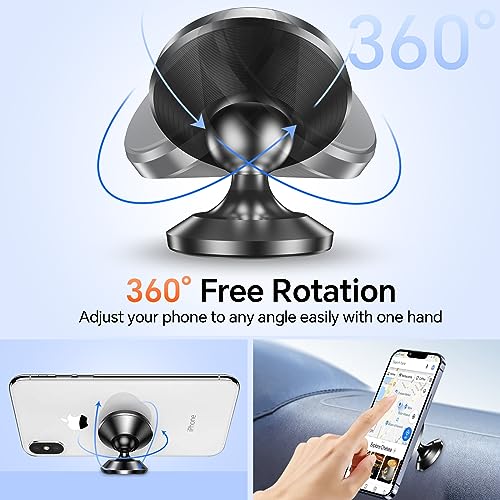 2 Pack 】 Magnetic Phone Holder for Car Dashboard【Strong Magnet】iPhone Magnetic Phone Mount for Car Phone Holder 【4 Metal Plate】Cell Phone Holders for Your Car Mount for iPhone 17 Pro Max Air 16 15 (Black)