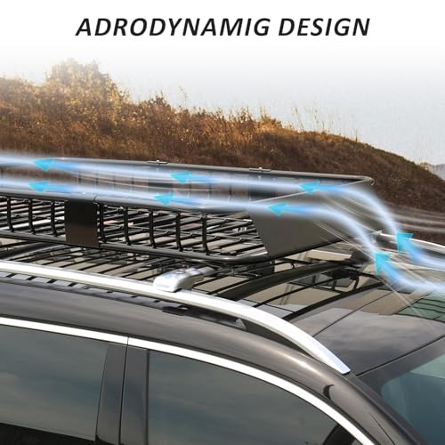250LBS Universal Roof Rack Basket (Roof Basket with Net)