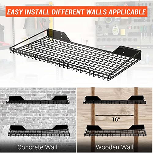 Garage Wall Shelves 23.6"x11.8" Wall Mount Metal Shelves 2 Pack (Black / 2pack)