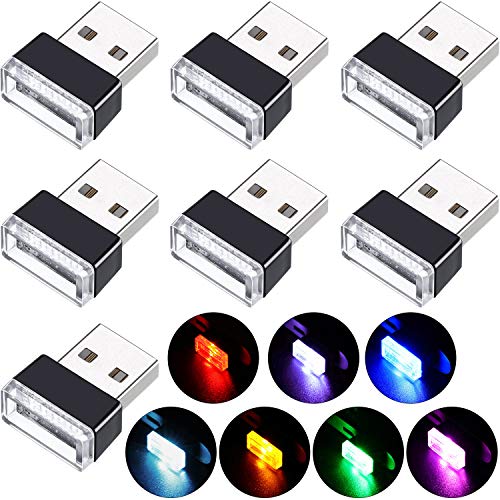 7 Pieces USB LED Light Car Interior Atmosphere Mini Lamp Lights