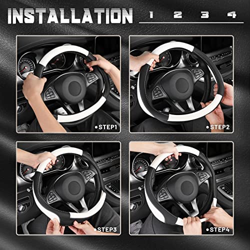 Steering Wheel Cover 14.5 (Standard size[14 1/2''-15''] / Black and White)