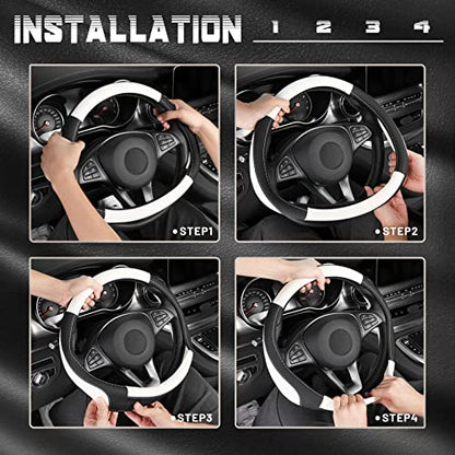 Steering Wheel Cover 14.5 (Standard size[14 1/2''-15''] / Black and White)