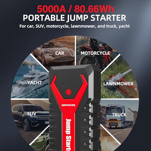 5000A 80.66Wh Portable Car Jump Starter (Red)