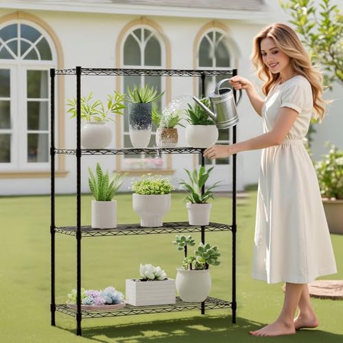 4 Tier Wire Shelf (Black / 36"D x 14"W x 54"H)