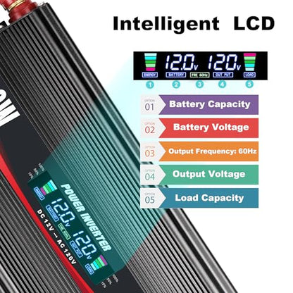 1500W Power Inverter 12V to 110V (Black)