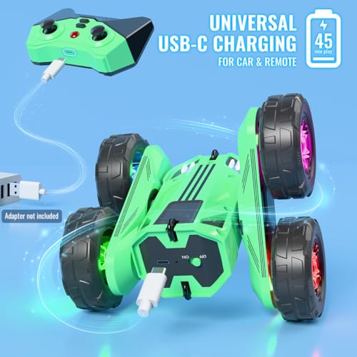 Fast Direct Charging Remote Control Car with LED (Green)