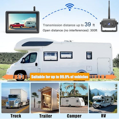 Solar Magnetic Wireless Backup Camera for Truck with 5' Monitor (INCH5)