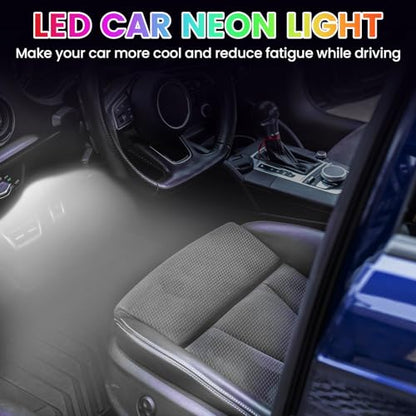 Atmosphere Lights Kit Strip Lights 2in1 Light Interior Car Lights Ambient Light Strip Flexible Color for car (White)