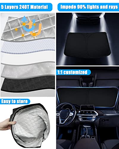 Windshield Sun Shade Compatible with GMC Sierra 1500 2500 3500 2019 2020 2021 2022 2023 (for GMC Sierra 2019-2024 - 5 Layer)