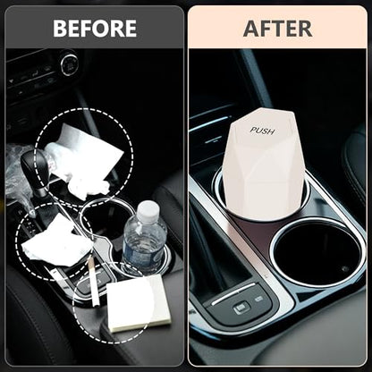 Car Trash Can with Lid (Beige-2Pcs)