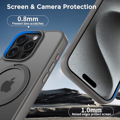 Magnetic Case for iPhone 15 Pro with Stand (6.1" (for iPhone 15 Pro) / Light Gray)