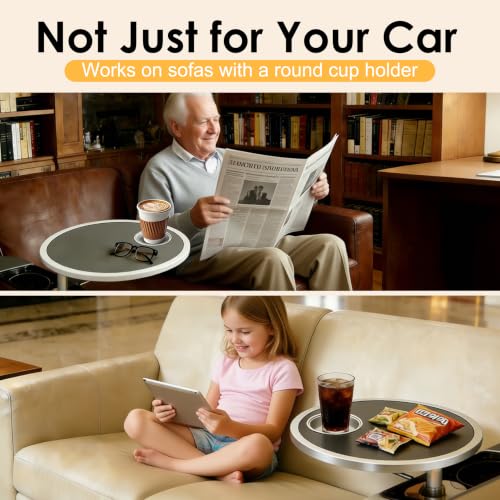 Car Desk for Laptop 360° Rotating Tesla Tray with Cup Holder Phone Stand (𝗥𝗼𝘂𝗻𝗱 · Black / 𝗔𝗺𝗮𝘇𝗼𝗻 𝗖𝗵𝗼𝗶𝗰𝗲)