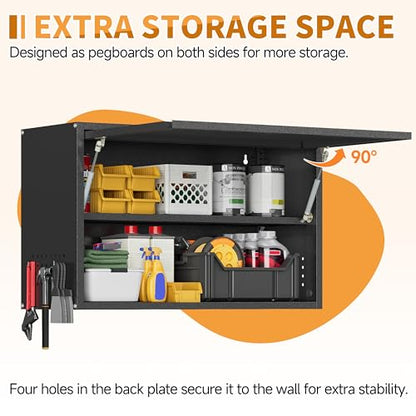 Metal Garage Wall Cabinet with Up (Black / 19.7"H Wall Cabinet(1-Door))