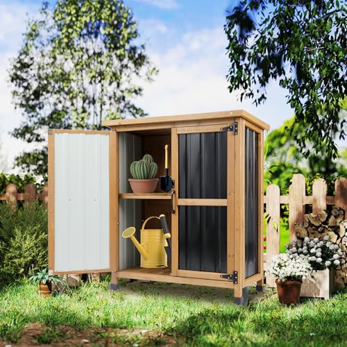 Small Garden Storage Cabinet (Black / 32" x 13" x 40")