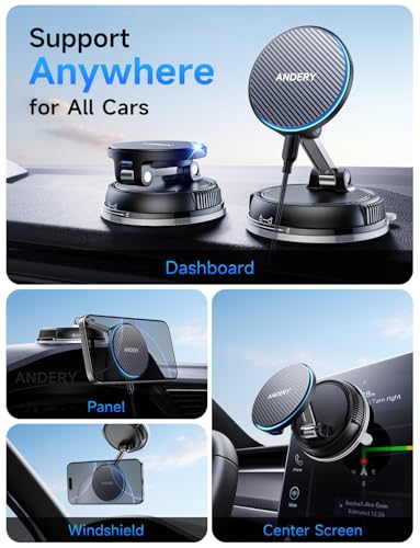 Only for iPhone Magsafe Car Mount Charger [15W Fast Wireless Charge (Carbon Fiber)