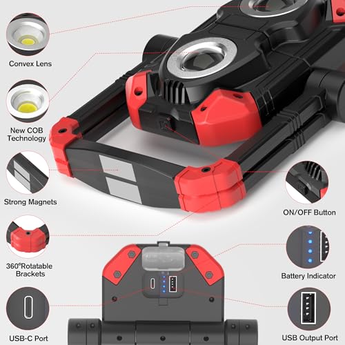 Rechargeable Work Lights 2 Pack (Red)