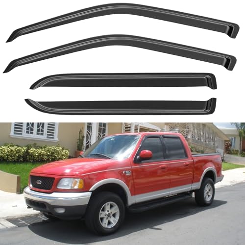 Window Visors Rain Guards for 2001 2002 2003 Ford F150 Crew (2001-2003 f150 SuperCrew)