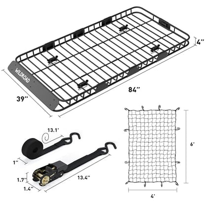 Rooftop Cargo Carrier Combo Roof Rack Cargo Basket 84" x 39" x 4" (84" x 39" x 4")