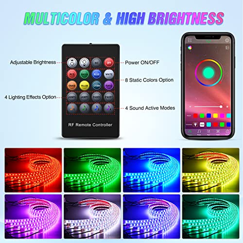6PCS RGB LED Underglow Lights Strip with APP & Remote Control (6Pcs RGB Underglow Light)