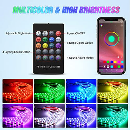 6PCS RGB LED Underglow Lights Strip with APP & Remote Control (6Pcs RGB Underglow Light)