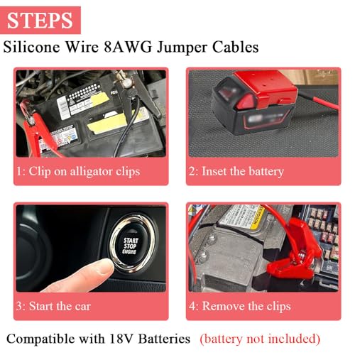 Jumper Cables Adapter Compatible with mil.Waukee m18 Battery (1.1FT)