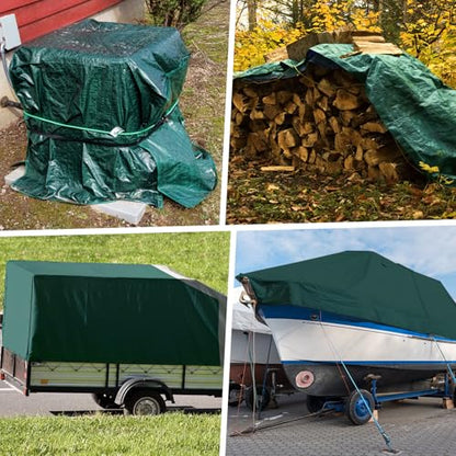 Tarp 10x12 Feet 16 Mil Heavy Duty Waterproof Tarp (Green/Brown-16mil / 10'x12')