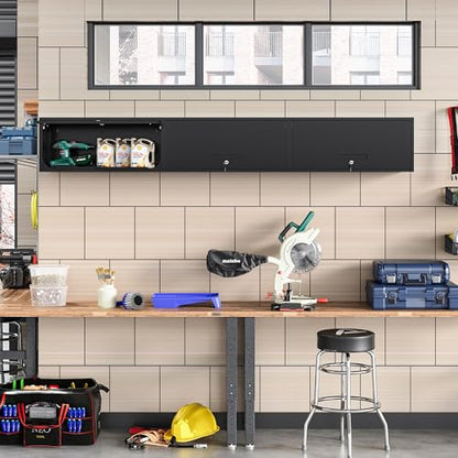 Metal Wall Storage Cabinet with Up (13.8"H / Black)